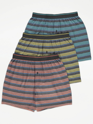 Grey Striped Loose Fit Boxers 3 Pack | Men | George at ASDA