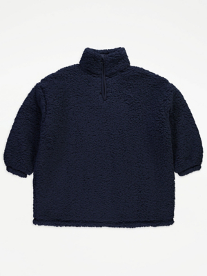 Navy Borg Zip Up Snuggle Hoodie