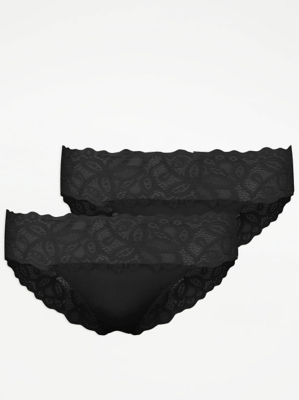 Lace Bandeau Midi Knickers 2 Pack | Lingerie | George at ASDA