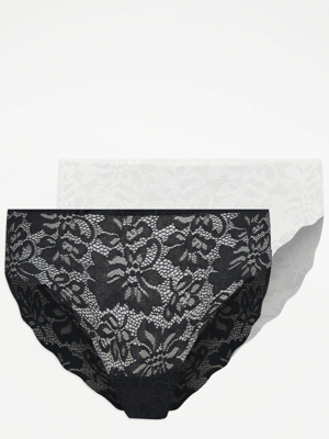 Floral Lace Cheeky Short Knickers 2 Pack | Lingerie | George at ASDA