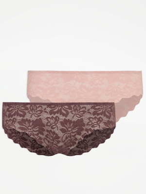 Floral Lace Short Knickers 2 Pack | Lingerie | George at ASDA