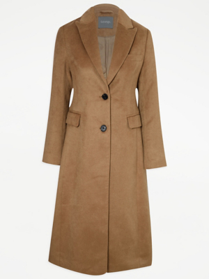 Camel Brushed Wool Formal Longline Coat Women George at ASDA