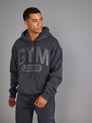 Gym Locker Dark Grey Oversized Hoodie Men at ASDA