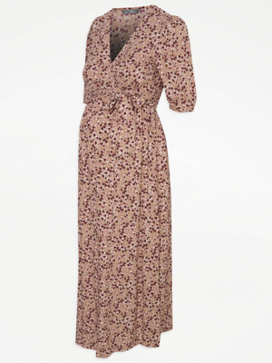 Maternity Pink Floral Puff Sleeve Maxi Dress | Women | George at ASDA