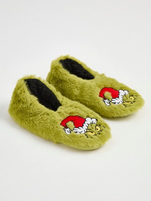 The Grinch Christmas Green Faux Fur Slipper Socks | Kids | George at ASDA