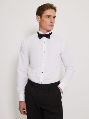 White Long Sleeve Regular Fit Dress Shirt and Bow Tie