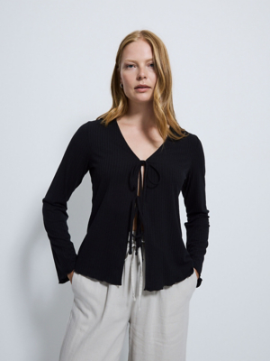 Black Tie Front Ribbed Cardigan | Women | George at ASDA
