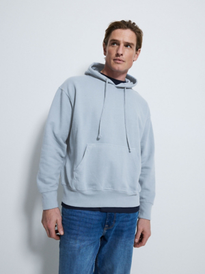 Light Blue Garment Dyed Washed Hoodie | Men | George at ASDA