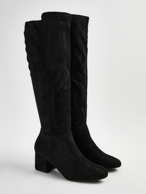 Black Block Heel Knee High Boots