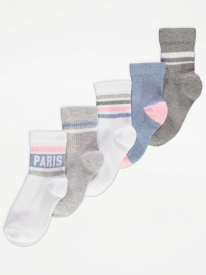 Sporty Cotton Rich Ankle Socks 5 Pack Kids at ASDA