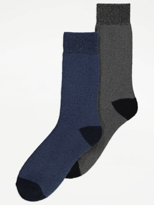 Ribbed Cosy Socks 2 Pack | Men | George at ASDA