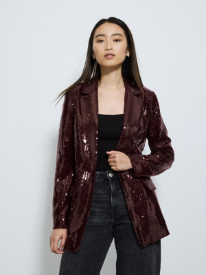 Women's Burgundy Blazer Bodycon Maxi with Sequins main image 0