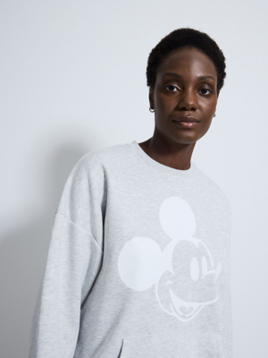 Disney Mickey Mouse Grey Cuffed Hem Oversized Sweatshirt