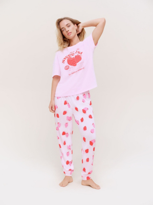 Pink Strawberry Sweetest Fruit Short Sleeve Pyjamas | Lingerie | George ...