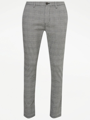 Wool Pants Grey Houndstooth Plaid Slim Tapered Pant Men