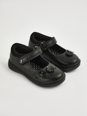 Black Floral Mary Jane School Shoes School George at ASDA