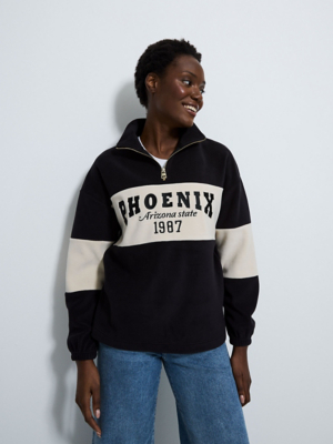 95Black Colour Block Phoenix Fleece Quarter Zip Jumper | Women