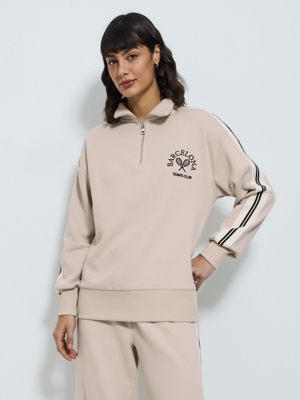 トップス GADID ANONIEM BEGBIE Taupe Barcelona Quarter Zip Sweatshirt | Women | George at ASDA