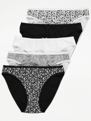 Floral Picot Trim High Leg Knickers 5 Pack | Lingerie | George at ASDA