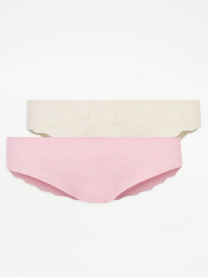 Pink Floral Lace Short Knickers 2 Pack | Lingerie | George at ASDA