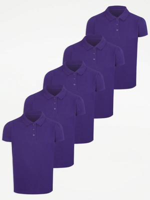 Purple Girls Scallop School Polo Pack