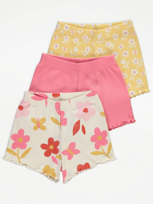 Babyhug Mid Thigh Length Shorts Floral Design - Bittersweet Red