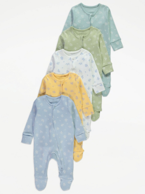 Pastel Floral Zip Fasten Sleepsuits Pack
