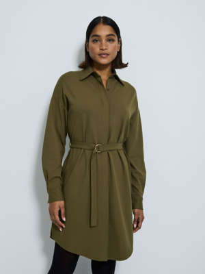 slim fit dress slacks Green Shirt Mini Dress
