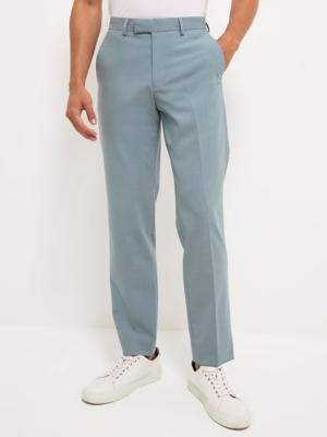 Teal Tailored Fit Suit Trousers with Wool