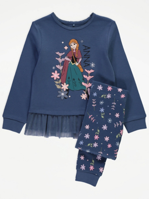 Disney Frozen Anna Navy Tutu Long Sleeve Pyjamas | Kids | George at ASDA