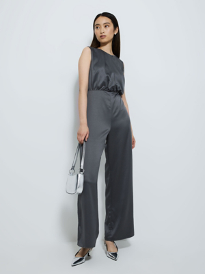 Ash Grey Warm Cotton Flannel Sleeveless Jumpsuit main image 1