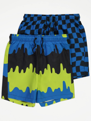 Checkerboard Drip Swim Shorts 2 Pack | Kids | George at ASDA