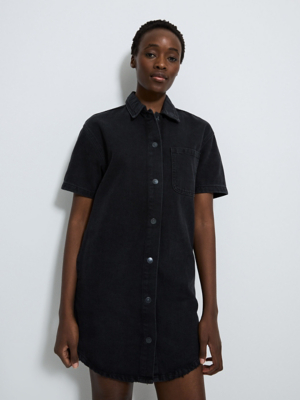 DKNY Jeans Women's Collared Short-Sleeve Denim Shift Dress - Macy's