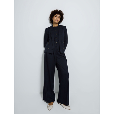 George Navy Smart Wide Leg Trousers