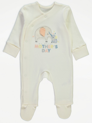 Cream Elephant First Mother's Day Sleepsuit