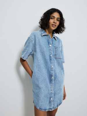 Mini Dress Jean Dress Walmart Denim Short Sleeve Mini Shirt Dress