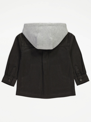 Baby Boy Black Denim Jacket For Kids Black Denim Jersey Hooded