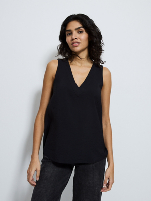 Black V Neck Crinkle Cami | Women | George at ASDA