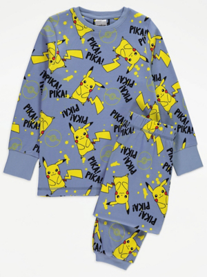 Pokémon Pikachu Blue Long Sleeve Pyjamas Kids George at ASDA