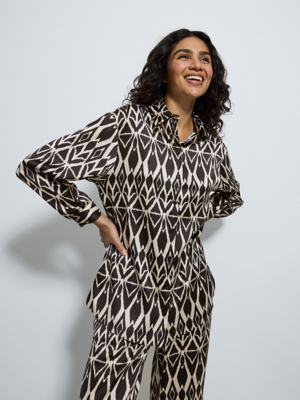 Рубашка с длинным рукавом из атласа Ikat