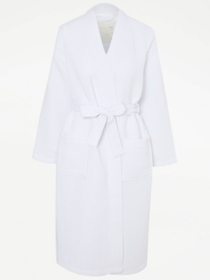 White Lightweight Waffle Dressing Gown | Lingerie | George at ASDA