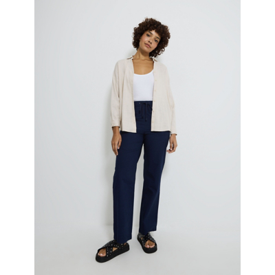 George Navy Tie Waist Straight Leg Poplin Chino Trousers