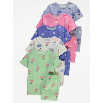 George Floral Spot Short Pyjamas 5 Pack - Multi
