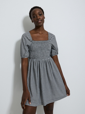 Gingham Shirred Top Tie Back Mini Dress | Women | George at ASDA