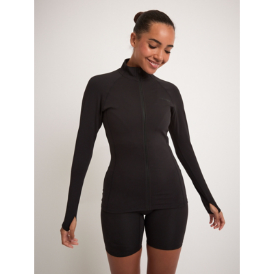 George Gym Locker Black Zip Front Long Sleeve Top