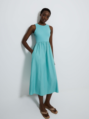 jersey poplin midi dress Teal Top Sleeveless | Women Asos