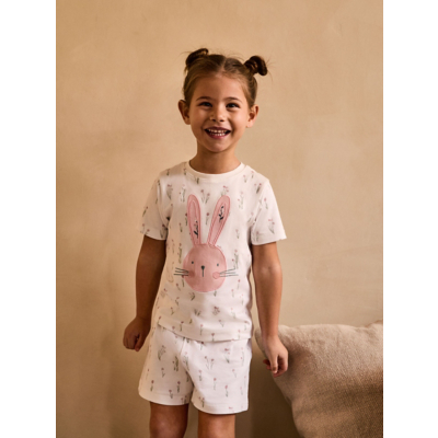 George White Bunny Floral Short Pyjamas - Light Yellow