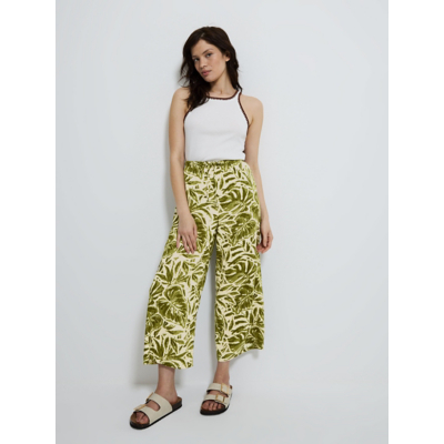 George Khaki Palm Leaf Lightweight Cropped Trousers