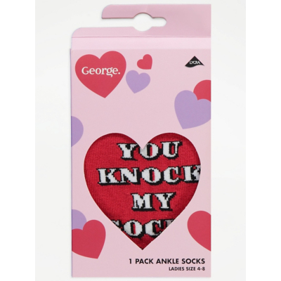 George Valentines Day Red Novelty Slogan Socks Gift Box - Pink