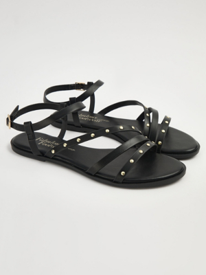 Sandals George J Love Shoes Black Studded Strappy Sandals